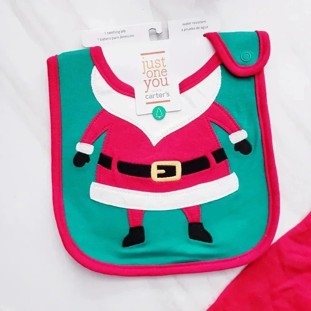 Cat & Jack Baby Lot Santa Outfit & 2 Bibs Carter's Christmas Holiday